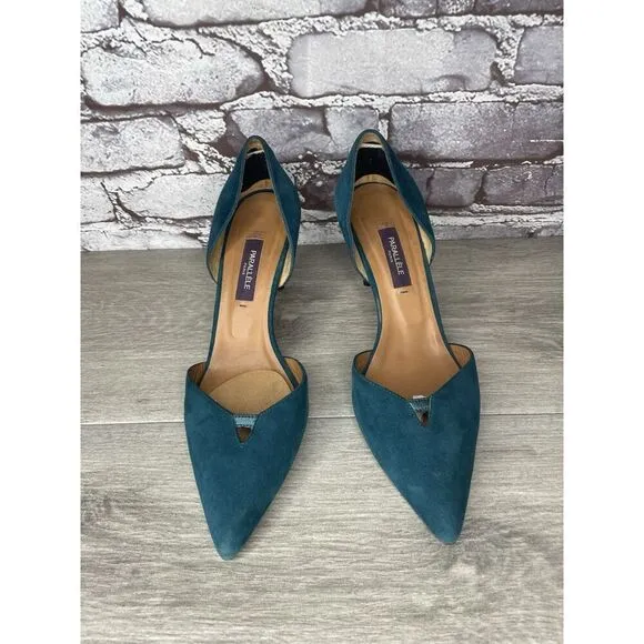 Parallele Blue Suede Leather Pointed Toe Stilettos Heels Women’s Sz 7.5M US/38EU