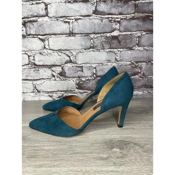 Parallele Blue Suede Leather Pointed Toe Stilettos Heels Women’s Sz 7.5M US/38EU