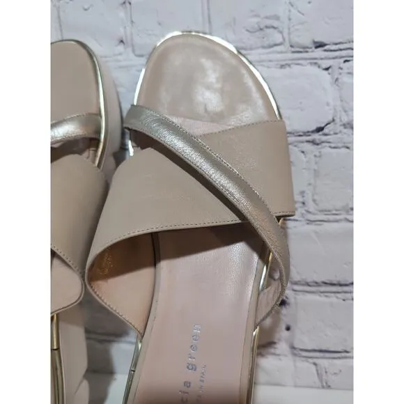 Patricia Green Madrid Sport Criss Cross Tan Sandals Women's US 9 EU 39 Platform