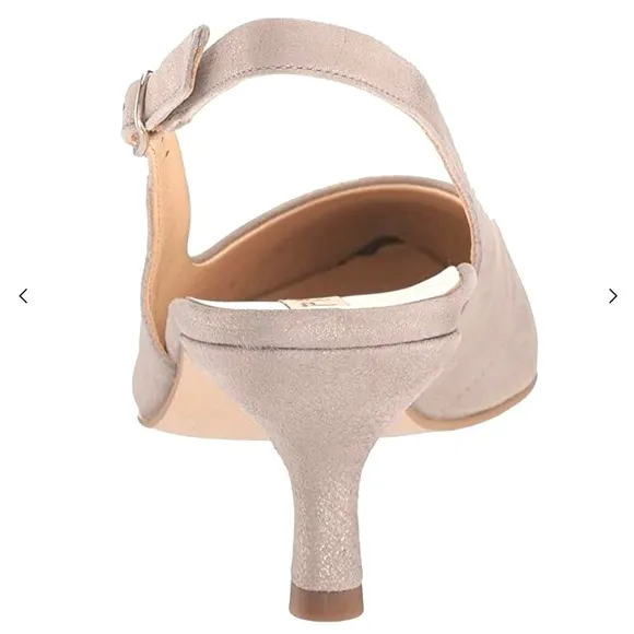 Paul Green Asia Slingback Champagne Suede Pumps Pointed toe kitten heel shoes 9