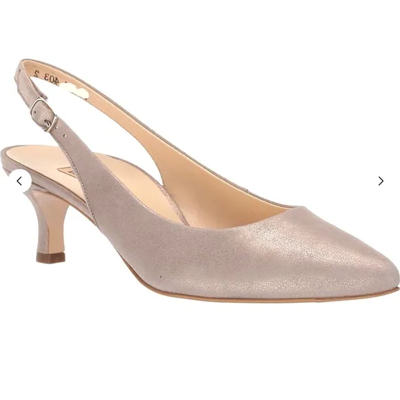 Paul Green Asia Slingback Champagne Suede Pumps Pointed toe kitten heel shoes 9