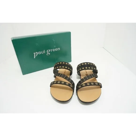 Paul Green Casual Women's Flats Platform Sandals Black Leather US 6.5 M $239