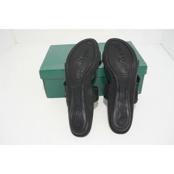 Paul Green Casual Women's Flats Platform Sandals Black Leather US 6.5 M $239