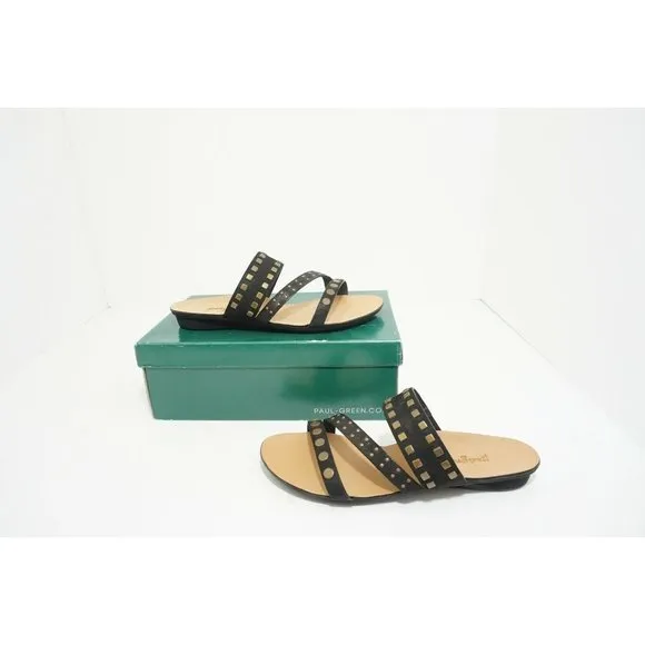 Paul Green Casual Women's Flats Platform Sandals Black Leather US 6.5 M $239