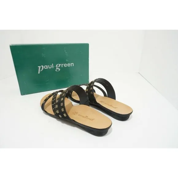 Paul Green Casual Women's Flats Platform Sandals Black Leather US 6.5 M $239