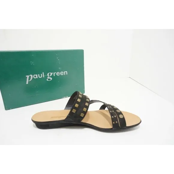 Paul Green Casual Women's Flats Platform Sandals Black Leather US 6.5 M $239