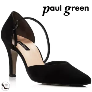 Paul Green Women's Valetta d'Orsay Black Suede Pumps Pointed Toe Heeled Shoes 8
