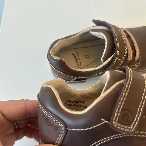Pediped leather brown toddler shoes 27 Velcro