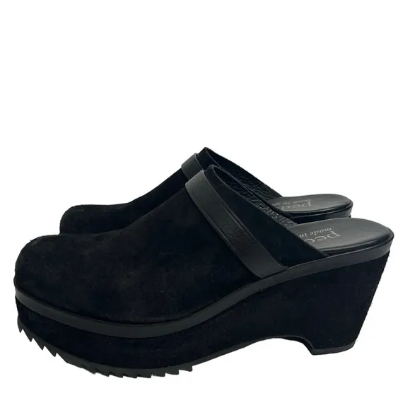 Pedro Garcia Fabia Leather Suede Clogs Sz 40 Black