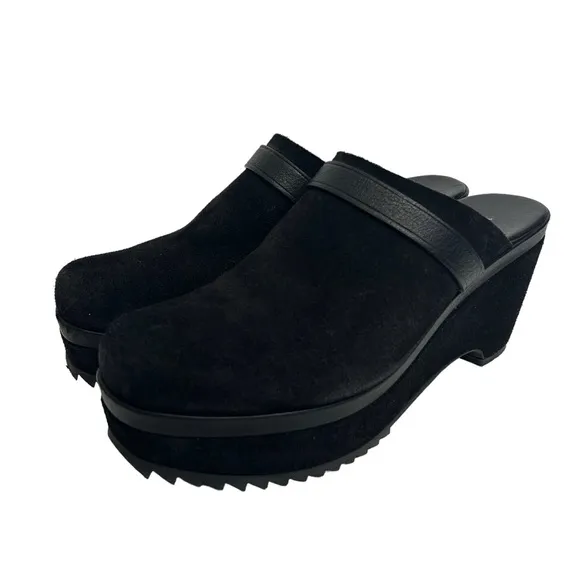 Pedro Garcia Fabia Leather Suede Clogs Sz 40 Black