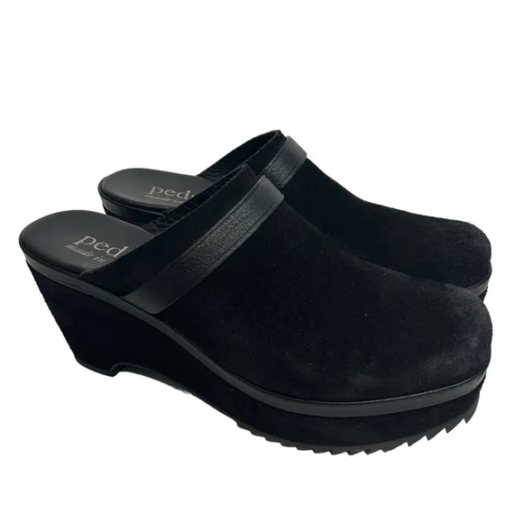 Pedro Garcia Fabia Leather Suede Clogs Sz 40 Black