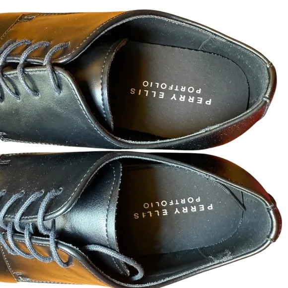 Perry Ellis Portfolio Men's Oxford Dress Shoes Black Leather Size 9.5 NIB