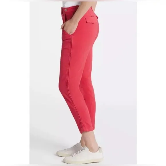 Pistola X Revolve Erin High Rise Utility Crop Straight Leg Pant In Hibiscus NWT