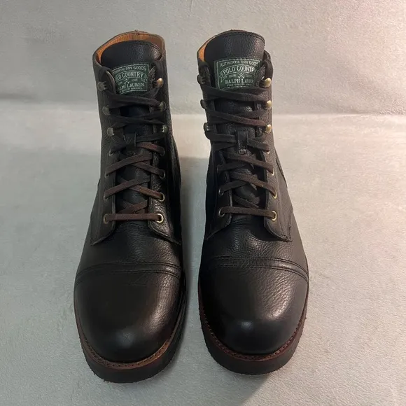Polo Country Ralph Lauren Enville Boots Mens Sz 13D Brown Leather Cap Toe Ankle