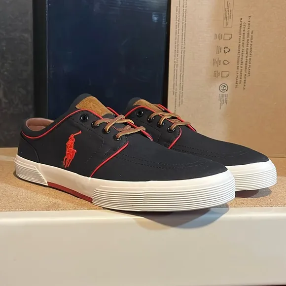 Polo Ralph Lauren Faxon Low Boat Deck shoes sneakers new black Mens Size 12