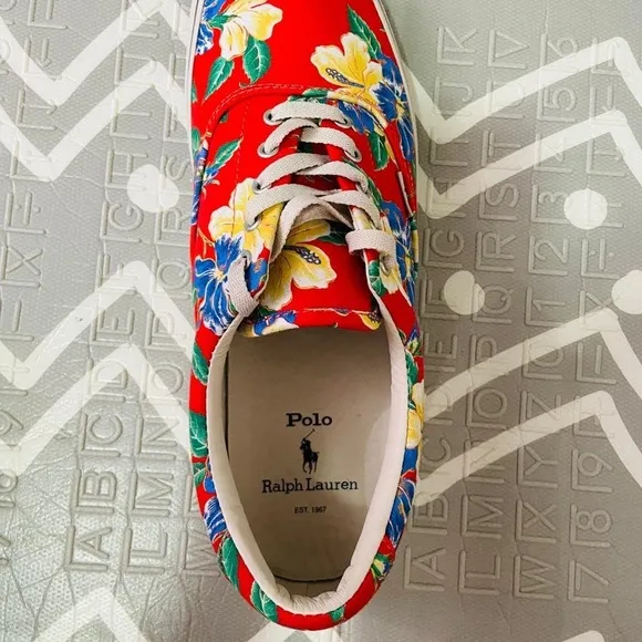 Polo Ralph Lauren floral print boat sneakers shoes