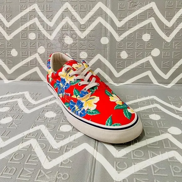 Polo Ralph Lauren floral print boat sneakers shoes