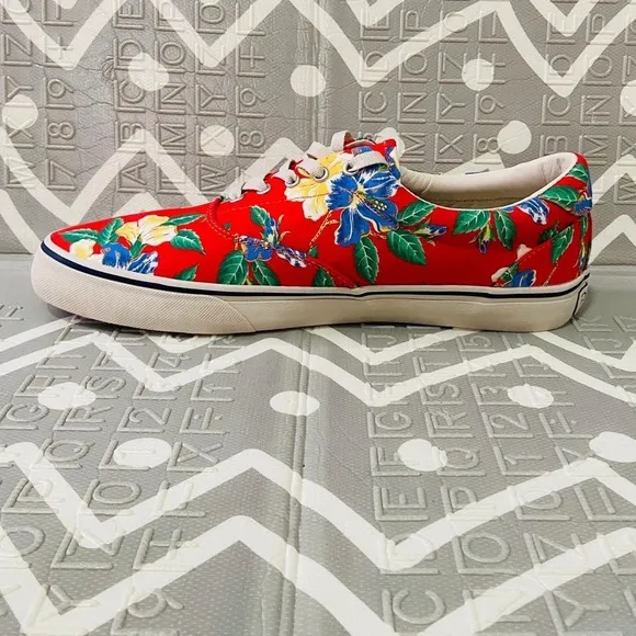 Polo Ralph Lauren floral print boat sneakers shoes
