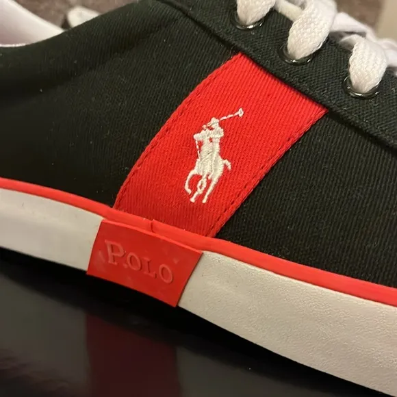 Polo Ralph Lauren Giles Boat Deck shoes sneakers new black red Mens Size 13