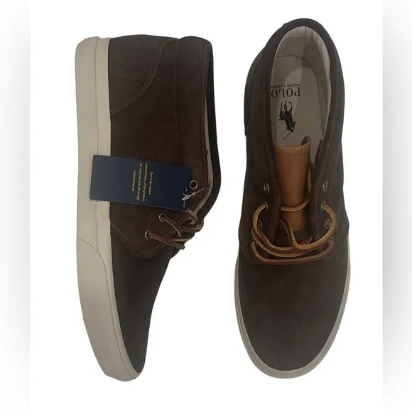 Polo Ralph Lauren Keaton Chukka Suede Sneaker Shoes Brown 14 Mens‎