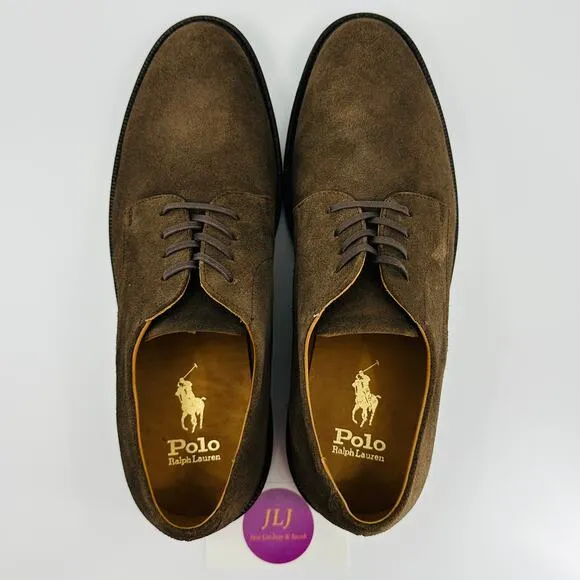 Polo Ralph Lauren Men's Asher Derby Brown Suede Lace Up Oxford Shoes Size 10.5