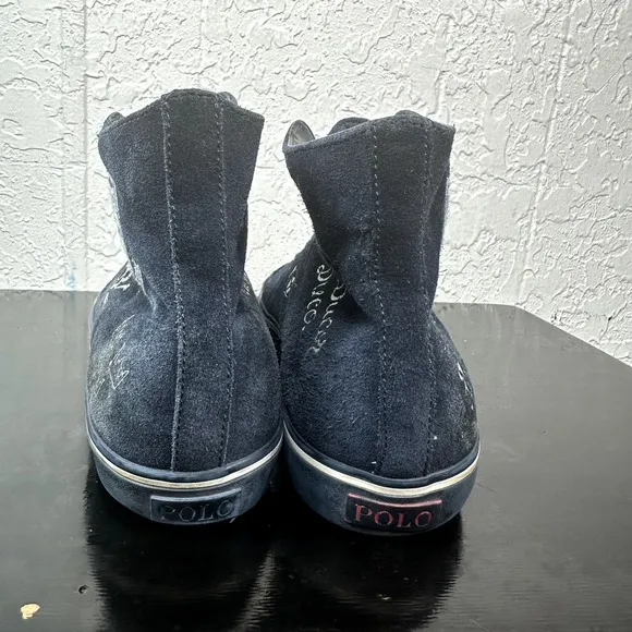 Polo Ralph Lauren Solomon Mens 11 D‎ Shoes Blue Suede Sneakers Skull Crown NY