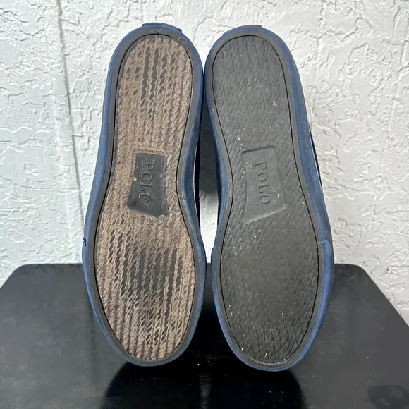 Polo Ralph Lauren Solomon Mens 11 D‎ Shoes Blue Suede Sneakers Skull Crown NY