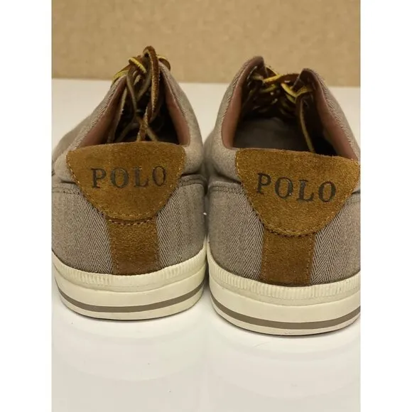 Polo Ralph Lauren Tan Vaughn Sneaker Shoes Chambray Men's Size 10D