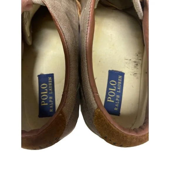 Polo Ralph Lauren Tan Vaughn Sneaker Shoes Chambray Men's Size 10D