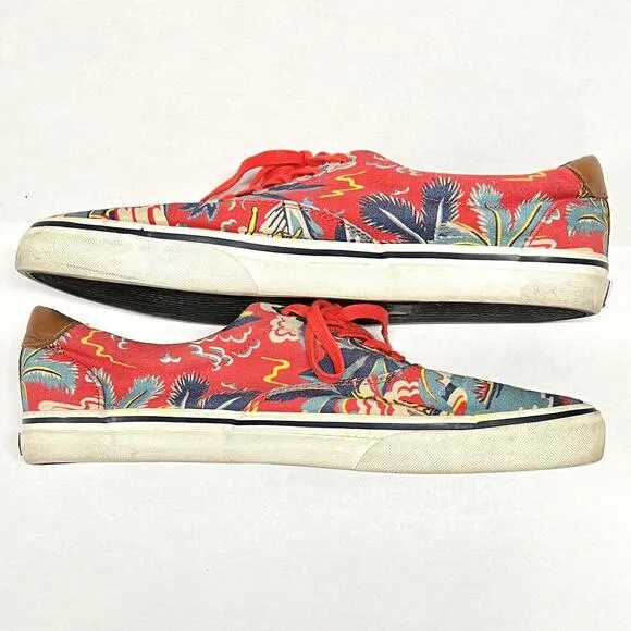 POLO Ralph Lauren THORTON III Hawaii Aloha Red Boat Shoes Mens Sz 13D NO INSOLES