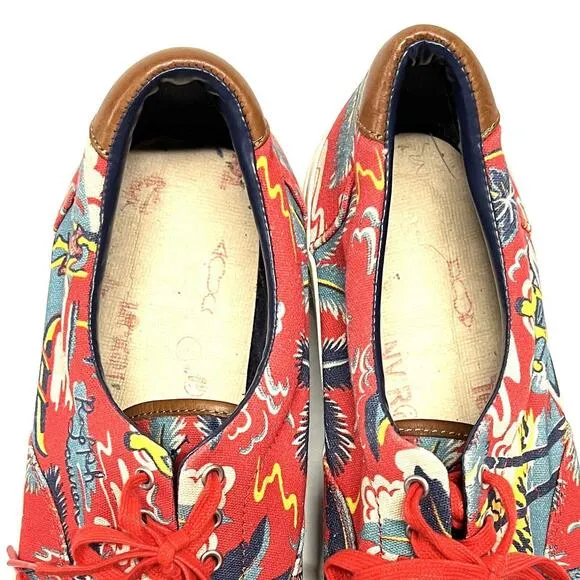 POLO Ralph Lauren THORTON III Hawaii Aloha Red Boat Shoes Mens Sz 13D NO INSOLES