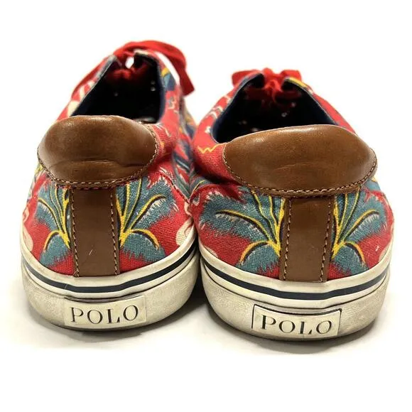 POLO Ralph Lauren THORTON III Hawaii Aloha Red Boat Shoes Mens Sz 13D NO INSOLES
