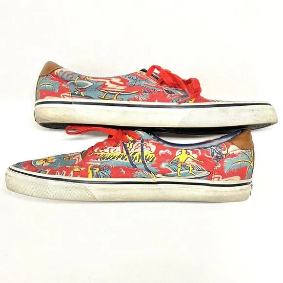 POLO Ralph Lauren THORTON III Hawaii Aloha Red Boat Shoes Mens Sz 13D NO INSOLES
