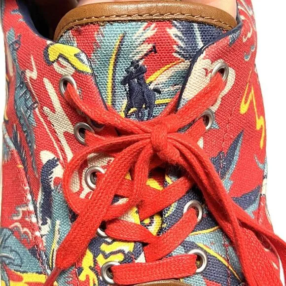 POLO Ralph Lauren THORTON III Hawaii Aloha Red Boat Shoes Mens Sz 13D NO INSOLES