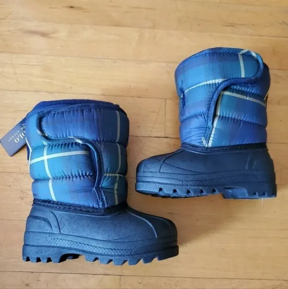 Polo Ralph Lauren Toddlers Size 5 Navy Plaid Hamil Ten Winter Boots