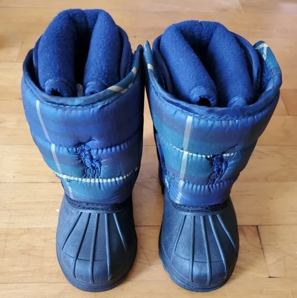 Polo Ralph Lauren Toddlers Size 5 Navy Plaid Hamil Ten Winter Boots