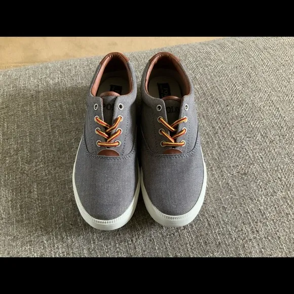 POLO RALPH LAUREN VAUGHN Boat Shoes Grey Boys 5.5