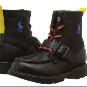 🆕Polo RL | Ranger Hi II Kids Black Leather Boot Winter Boots Kids Boys Size