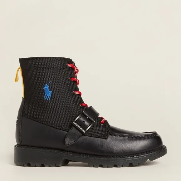 🆕Polo RL | Ranger Hi II Kids Black Leather Boot Winter Boots Kids Boys Size