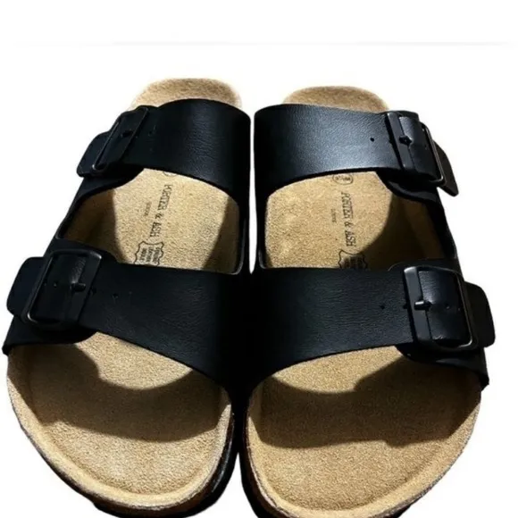 Porter and Ash Mens Classic Slide Buckle Sandals Black Size 10 NWT