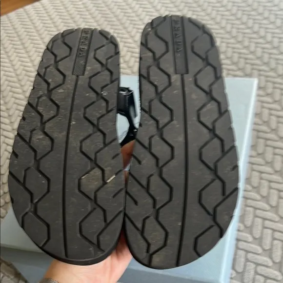 Prada Black and Yellow Plaid Sandals