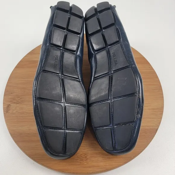 Prada Blue Patent Leather Driving Loafers Mens Size US 9 EU 42