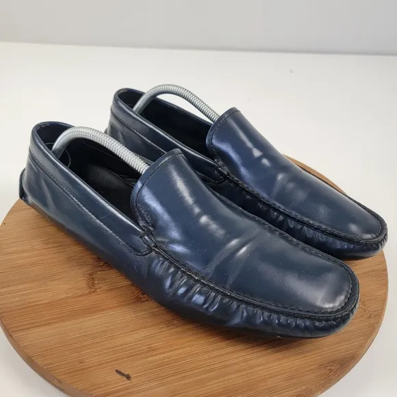 Prada Blue Patent Leather Driving Loafers Mens Size US 9 EU 42