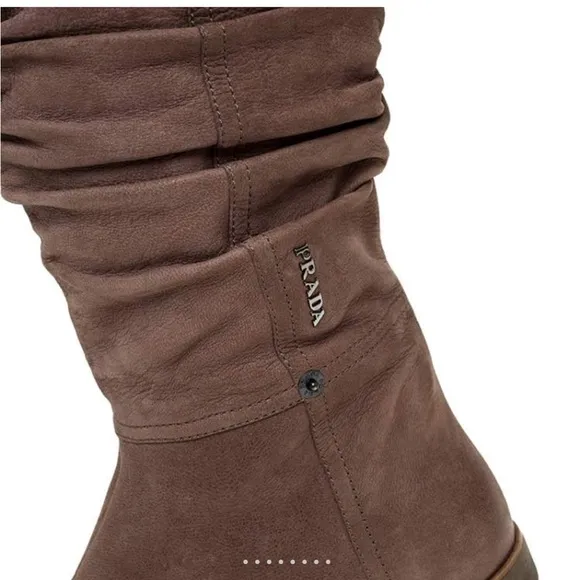 Prada Brown Winter Boots with Suede Finish