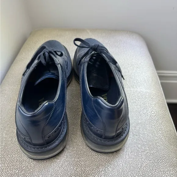 Prada Navy Leather Oxford Shoes with Brogue Detailing size 8