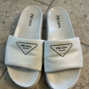 Prada White Slide Sandals
