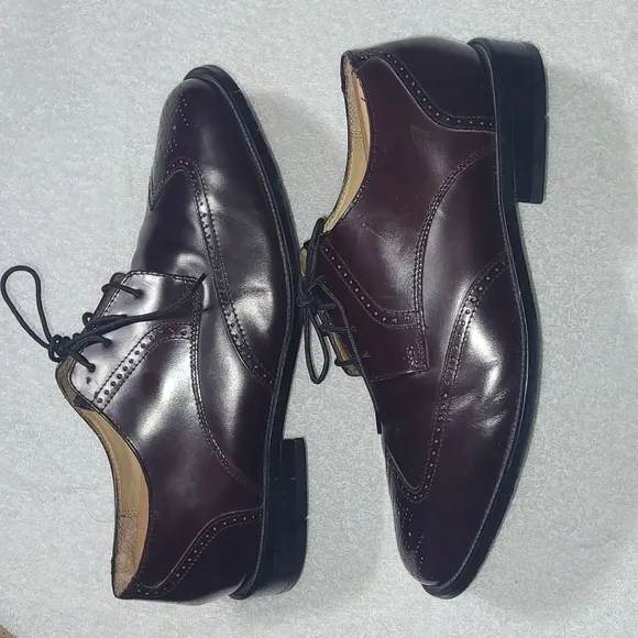 Pronto Uomo Dark Burgundy Leather Wingtip Dress Shoes Size 10W