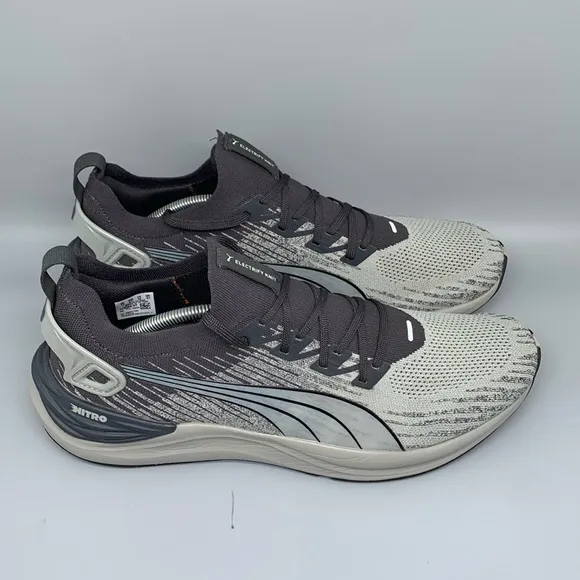 Puma Electrify Nitro 3 Knit Coal Concrete Gray Running Shoes 379084 Men's Sz 13