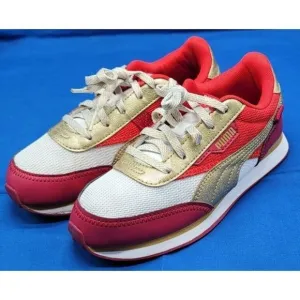 PUMA‎ Kids Future Rider Glitz Sneakers White Red Gold Size Kids 3C Shoes