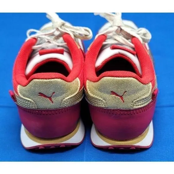 PUMA‎ Kids Future Rider Glitz Sneakers White Red Gold Size Kids 3C Shoes